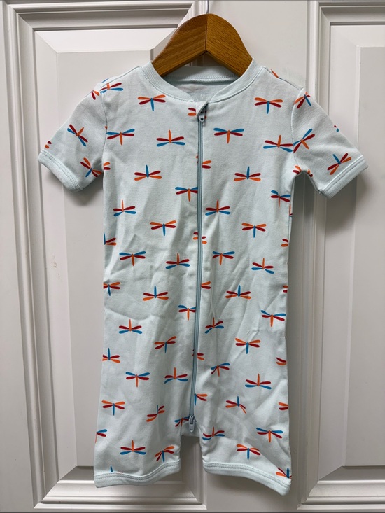 Primary Other - Primary 12-18 Months Light Blue Dragonfly Short Sleeve Kids Zip Pajama Romper